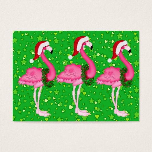 Carte Flamant rose de fermeture de Noël / étiquett (Devant)