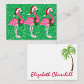 Carte Flamant rose de fermeture de Noël / étiquett (Devant / Derrière)