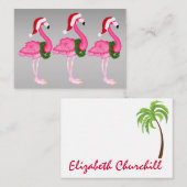 Carte Flamant rose de fermeture de Noël / étiquett (Devant / Derrière)