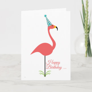 Carte Flamant rose de pelouse rose Joyeux anniversaire à