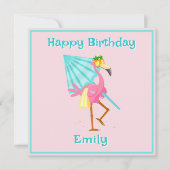 Carte Flamant rose de plage (Devant)