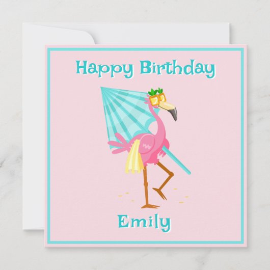 Carte Flamant rose de plage (Devant)