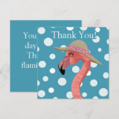 Carte Flamant rose d'été | Merci Pois bleu (Devant / Derrière)