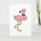 Carte Flamant rose en gentleman avec cravate (Devant)