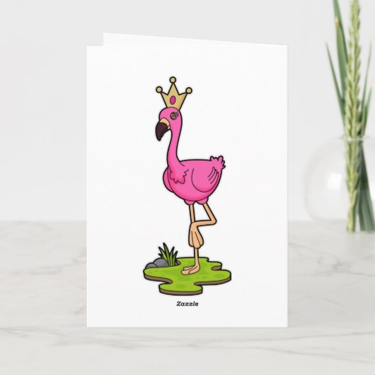 Carte Flamant rose en princesse avec couronne (Dos)
