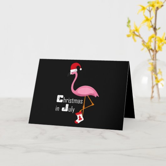 Carte Flamant rose | Flamant rose Noël En Juillet Fête A (Fleur jaune)