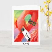 Carte Flamant rose frais (Fleur jaune)