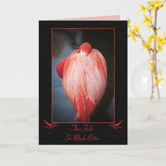 Carte Flamant rose Get Well (Fleur jaune)