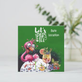 Carte Flamant rose Golf il est temps de faire la fête (Debout devant)