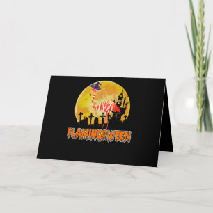 Carte Flamant rose  Halloween de la sorcière drôle de Fl