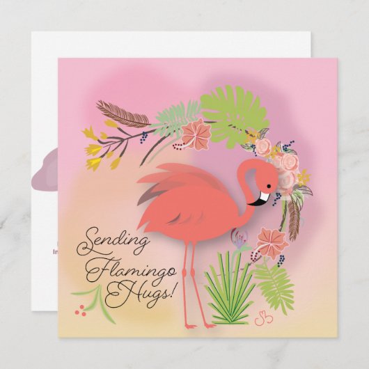 Carte Flamant rose Hugs (Devant / Derrière)