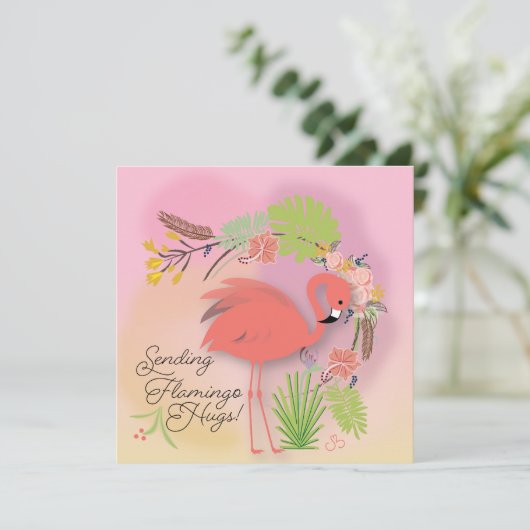 Carte Flamant rose Hugs (Debout devant)