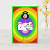 Carte Flamant rose Irish St. Patrick's Day Card Arc-en-c (Fleur jaune)