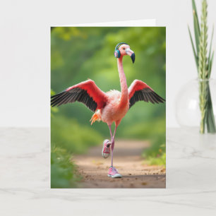 Carte Flamant rose Jogging avec Baskets roses et casques