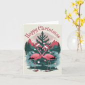 Carte Flamant rose Joyeux Noël (Fleur jaune)