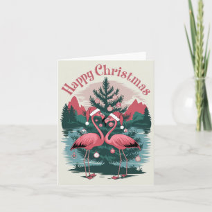 Carte Flamant rose Joyeux Noël