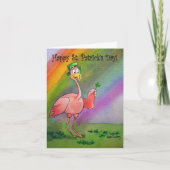 Carte Flamant rose Line Happy St. Patrick's Day Lucky Ir (Devant)