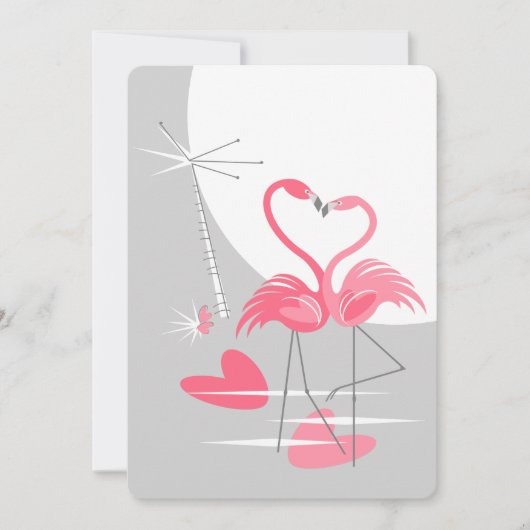 Carte Flamant rose Love Grand Lune texte retour vertical (Devant)