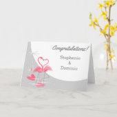 Carte Flamant rose Love Moon Félicitations Noms (Fleur jaune)