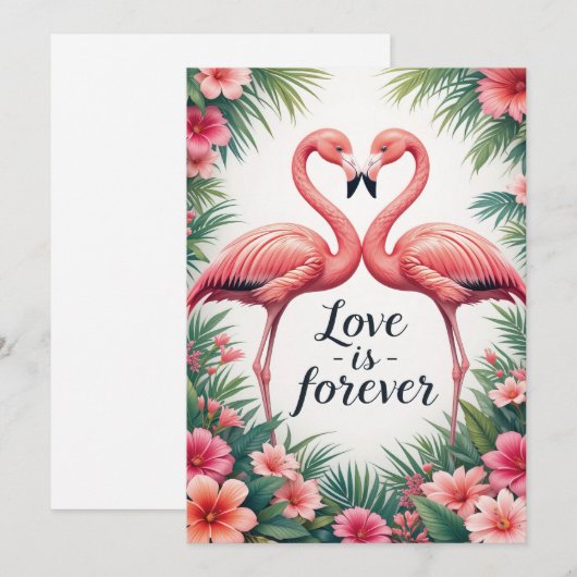 Carte Flamant rose Love Tropical Decor (Devant / Derrière)