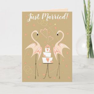 Carte Flamant rose Mariage Marié Texte pêcher à l'intéri