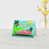 Carte Flamant rose Noël avec Flajingle Full Car (Fleur jaune)