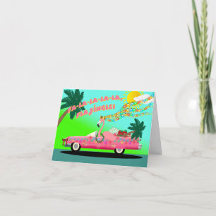 Carte Flamant rose Noël avec Flajingle Full Car