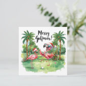 Carte Flamant rose Noël Golfeur dans le terrain de golf (Debout devant)
