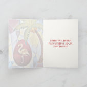 Carte Flamant rose Oeuf de Pâques et Palm Tree Beach Ann (Intérieur)