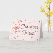 Carte Flamant rose Pink Fabulous Friend! (Fleur jaune)