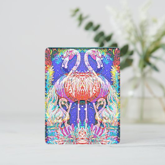 Carte Flamant rose rose (Debout devant)