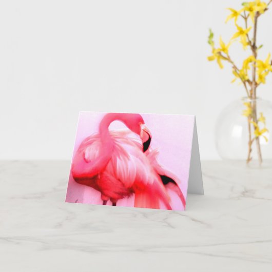 Carte Flamant rose rose (Fleur jaune)