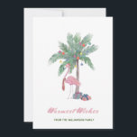Carte Flamant rose Rose À Santa Hat Les Plus Chauds Voeu<br><div class="desc">Le plus Chaleureux Souhaite Flamant rose rose à Santa Hat et décoré design palmier. Les modèles textuels sont configurés pour que vous puissiez customiser et personnaliser la carte. Si vous souhaitez modifier la couleur ou le style de la police,  cliquez sur l'onglet personnaliser à la fin du modèle.</div>