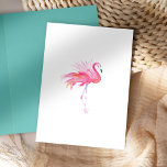 Carte Flamant rose rose Aquarelle Côtière<br><div class="desc">Cette carte à thème tropical présente mon flamant rose aquarelle peint à la main dans les tons tropicaux sur un arrière - plan blanc immaculé. L'intérieur est habillé d'une solide couleur bleu turquoise. Pour voir d'autres designs, visitez DoTellABelle sur Zazzle. Victoria est un artiste et designer professionnel dans le sud...</div>