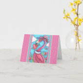 Carte Flamant rose ROSE COEURS DE VALENTINE, INSÉPARABLE (Fleur jaune)