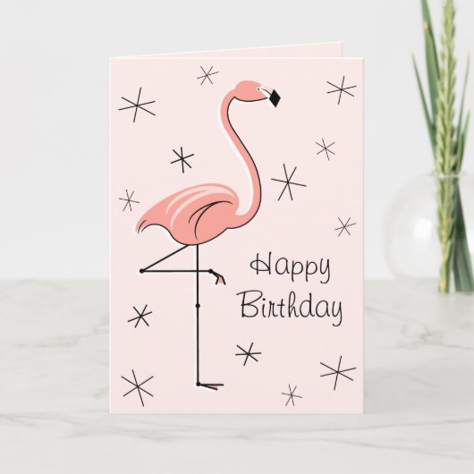 Carte Flamant rose rose heureux Anniversaire avant texte (Devant)