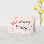 Carte Flamant rose Rose Joyeux Anniversaire! (Fleur jaune)