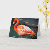 Carte Flamant rose rose Photo Inspiration Script élégant (Fleur jaune)