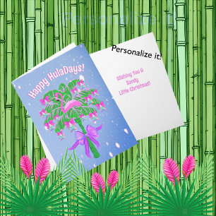 Carte Flamant rose rose Tropical Happy Huladays