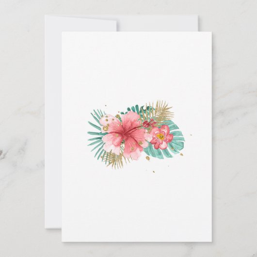 Carte Flamant rose rose tropical Parties scintillant or  (Dos)