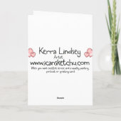 Carte Flamant rose rose Whimsical Drôle Peinture d'oisea (Dos)