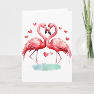 Carte Flamant Rose Saint-Valentin Oiseaux Mignons Amateu