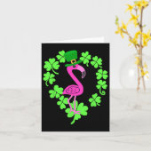 Carte Flamant rose Shamrock Jour de la Saint Patrick ani (Fleur jaune)