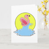 Carte Flamant rose surfant sur l'eau (Fleur jaune)