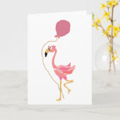 Carte Flamant rose tenant un ballon (Fleur jaune)