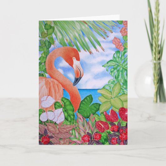 Carte Flamant rose tropical (Devant)