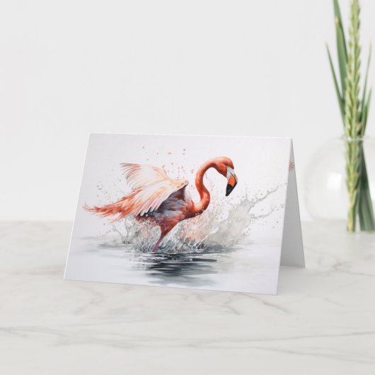 Carte Flamant rose volant hors de l'eau (Devant)