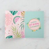 Carte Flamant rose & Watermelon Tropical Birthday  (Intérieur)