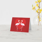 Carte Flamants roses blancs mignons avec cœur rouge | Aj (Fleur jaune)