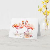 Carte Flamants roses d'aquarelle (Fleur jaune)